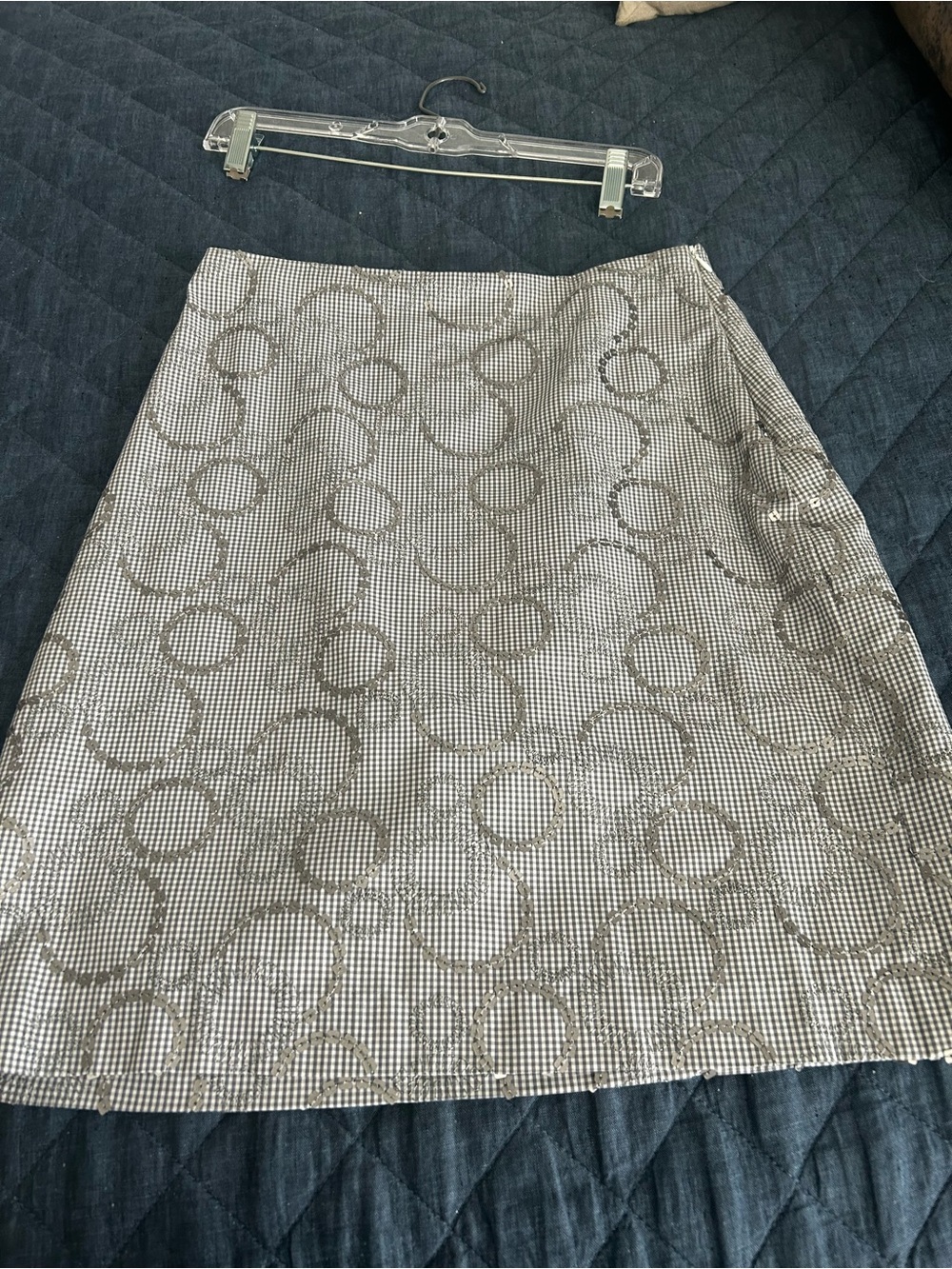 A-Line Metallic Silver Patterned Skirt